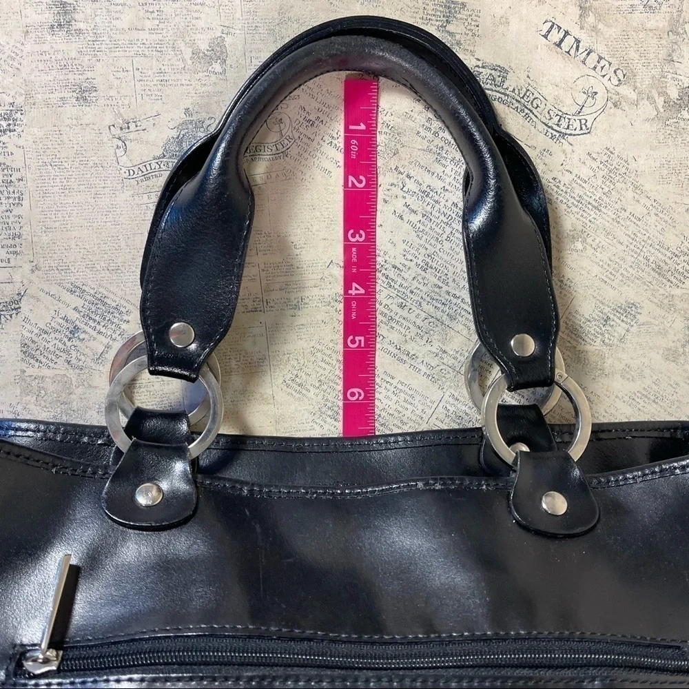 Frederic Paris Made in France Black Leather Satchel Bag Structured Shoulder Bag